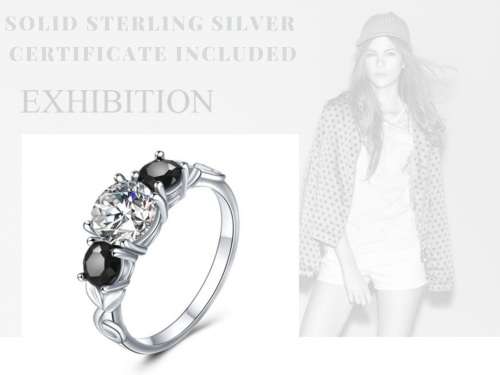 *1.25CT SOLID 925 STERLING SILVER THREE STONE RING *