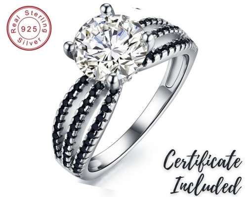 *SOLID 925 STERLING SILVER 2 CT SOLITAIRE RING*