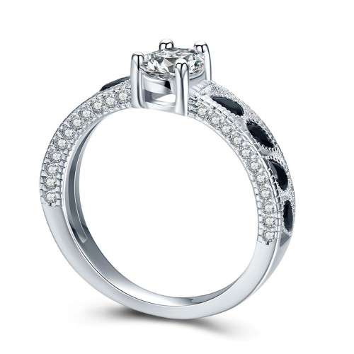 *1 CT SOLID 925 STERLING SILVER OVAL CENTER STONE RING*