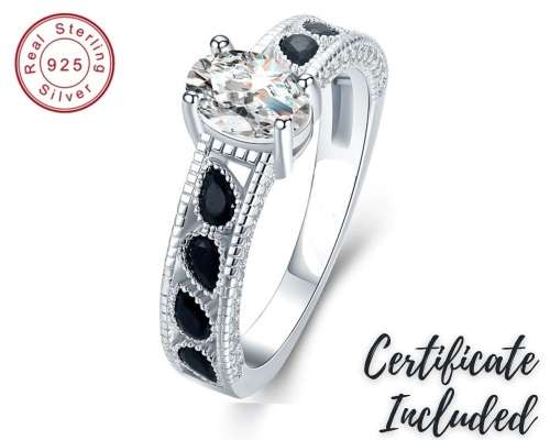 *1 CT SOLID 925 STERLING SILVER OVAL CENTER STONE RING*