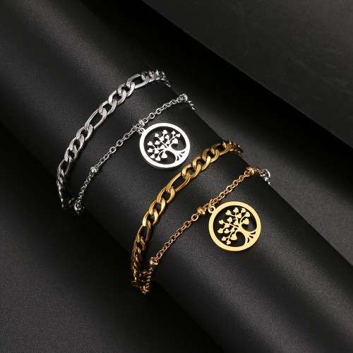 TITANIUM (NEVER FADE) `Tree Of Love` Charm Bracelet (SILVER ONLY)