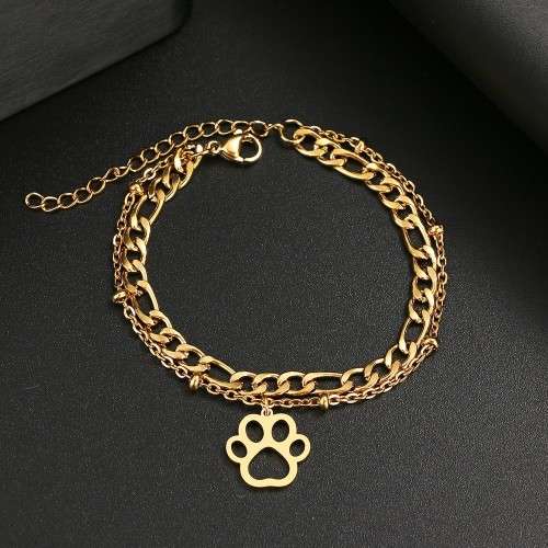 TITANIUM (NEVER FADE) `Paw` Charm Bracelet (SILVER ONLY)