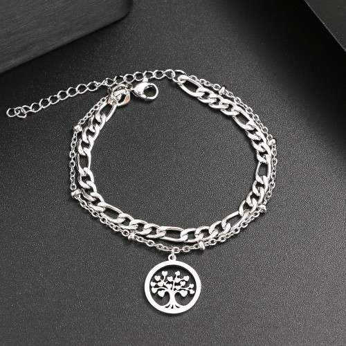 TITANIUM (NEVER FADE) `Tree Of Love` Charm Bracelet (SILVER ONLY)