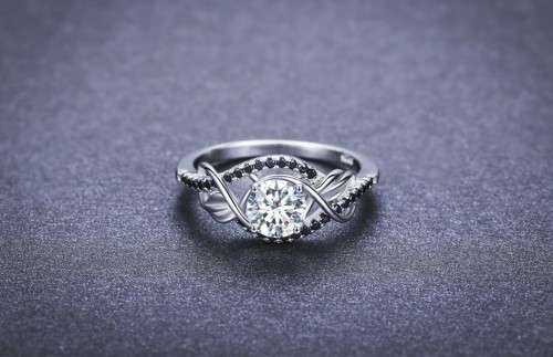 *SOLID 925 STERLING SILVER  1CT HALO LEAF RING *