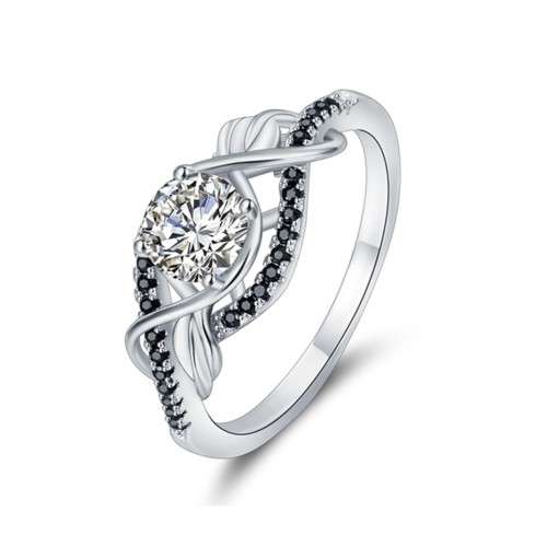 *SOLID 925 STERLING SILVER  1CT HALO LEAF RING *