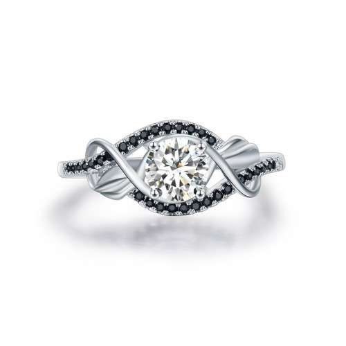 *SOLID 925 STERLING SILVER  1CT HALO LEAF RING *