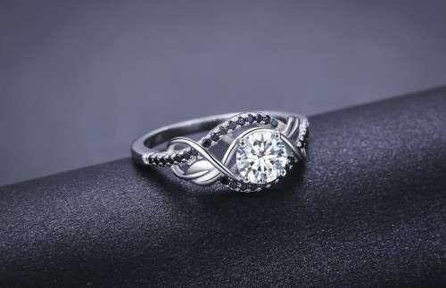 *SOLID 925 STERLING SILVER  1CT HALO LEAF RING *