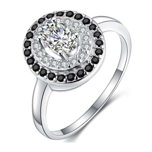 *0.5CT SOLID 925 STERLING SILVER HALO RING *