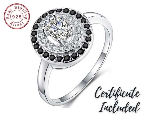 *0.5CT SOLID 925 STERLING SILVER HALO RING *