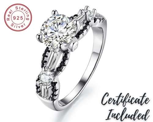 *1.25ct SOLID 925 STERLING SILVER MODERN PRINCESS CUT RING *