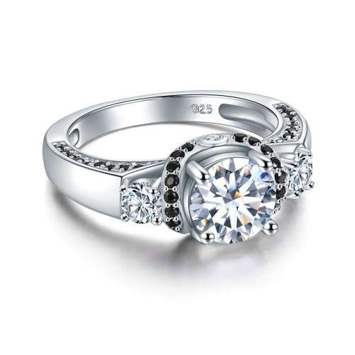 *1.5CT SOLID 925 STERLING SILVER THREE STONE RING *