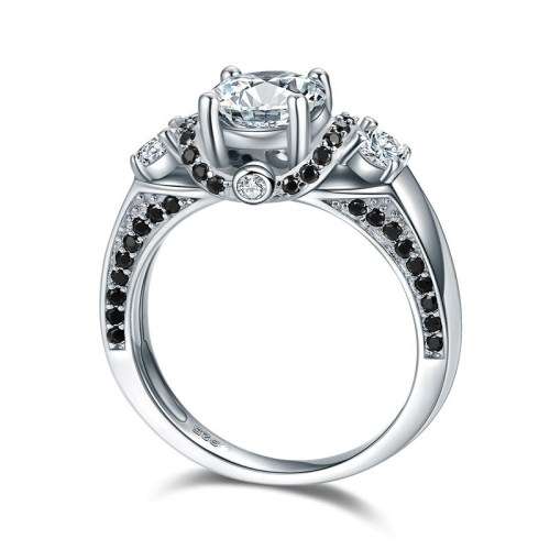 *1.5CT SOLID 925 STERLING SILVER THREE STONE RING *