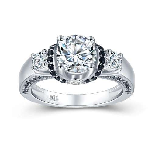 *1.5CT SOLID 925 STERLING SILVER THREE STONE RING *