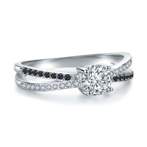 *0.5 CT SOLID 925 STERLING SILVER  CROSS OVER RING*