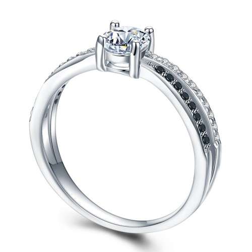 *0.5 CT SOLID 925 STERLING SILVER  CROSS OVER RING*