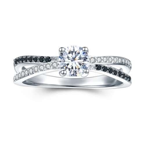 *0.5 CT SOLID 925 STERLING SILVER  CROSS OVER RING*