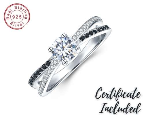 *0.5 CT SOLID 925 STERLING SILVER  CROSS OVER RING*