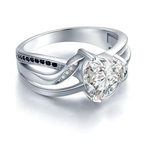 *2CT SOLID 925 STERLING SILVER HEART STONE RING *