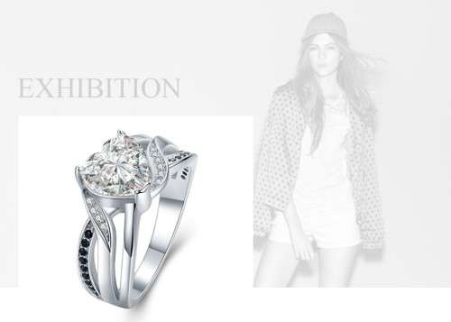 *2CT SOLID 925 STERLING SILVER HEART STONE RING *