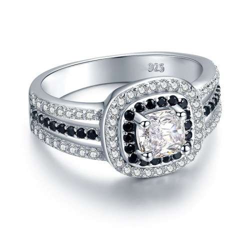 *0.75CT SOLID 925 STERLING SILVER HALO RING *