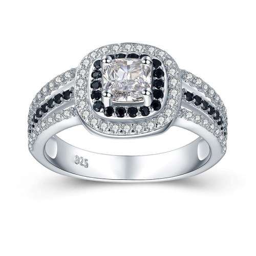 *0.75CT SOLID 925 STERLING SILVER HALO RING *