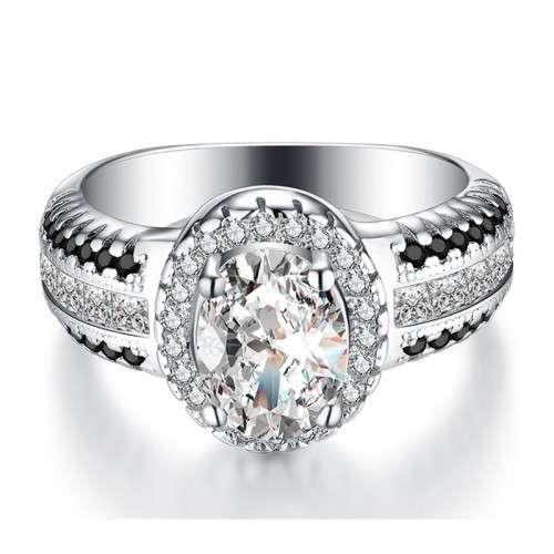 *1CT SOLID 925 STERLING SILVER OVAL CUT RING *