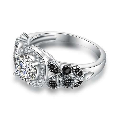 *0.75CT SOLID 925 STERLING SILVER HALO LEAF RING *