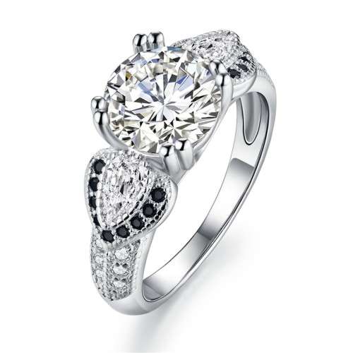 *2CT SOLID 925 STERLING SILVER THREE STONE HEART RING *