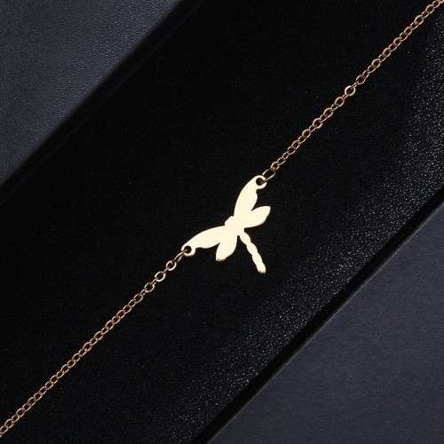 TITANIUM (NEVER FADE) `Dragonfly` Charm Bracelet (SILVER ONLY )