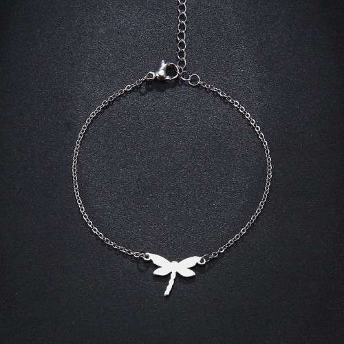 TITANIUM (NEVER FADE) `Dragonfly` Charm Bracelet (SILVER ONLY )