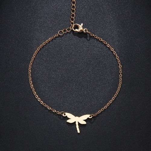 TITANIUM (NEVER FADE) `Dragonfly` Charm Bracelet (SILVER ONLY )