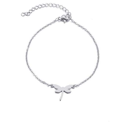 TITANIUM (NEVER FADE) `Dragonfly` Charm Bracelet (SILVER ONLY )