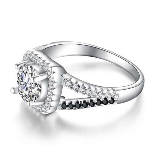 * 1.5 CT SOLID 925 STERLING SILVER HALO RING*