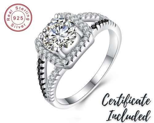 * 1.5 CT SOLID 925 STERLING SILVER HALO RING*