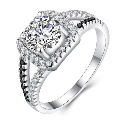 * 1.5 CT SOLID 925 STERLING SILVER HALO RING*