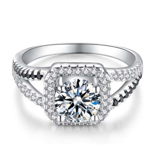 * 1.5 CT SOLID 925 STERLING SILVER HALO RING*