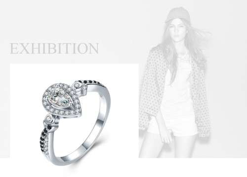 * 0.5 CT SOLID 925 STERLING SILVER TEAR DROP CUT RING*