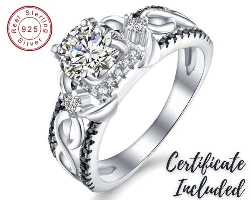 * 1.5 CT SOLID 925 STERLING SILVER MODERN HALO RING*