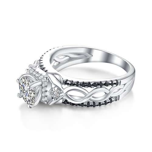 * 1.5 CT SOLID 925 STERLING SILVER MODERN HALO RING*