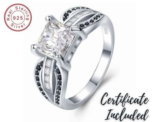 * 2 CT SOLID 925 STERLING SILVER BEZEL CUT RING*