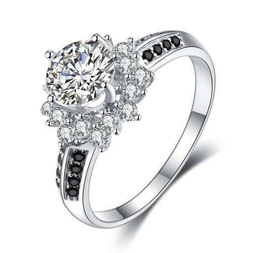 * 0.75 CT SOLID 925 STERLING SILVER CLUSTER RING*