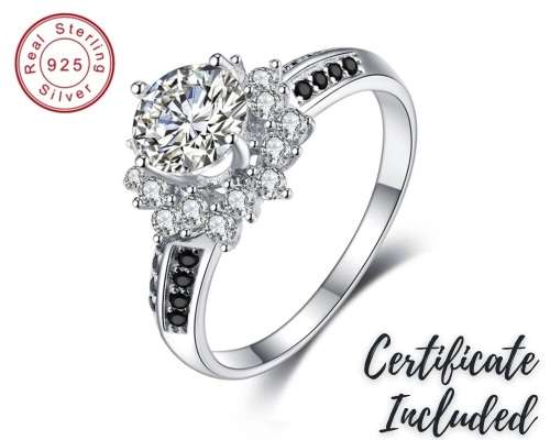 * 0.75 CT SOLID 925 STERLING SILVER CLUSTER RING*