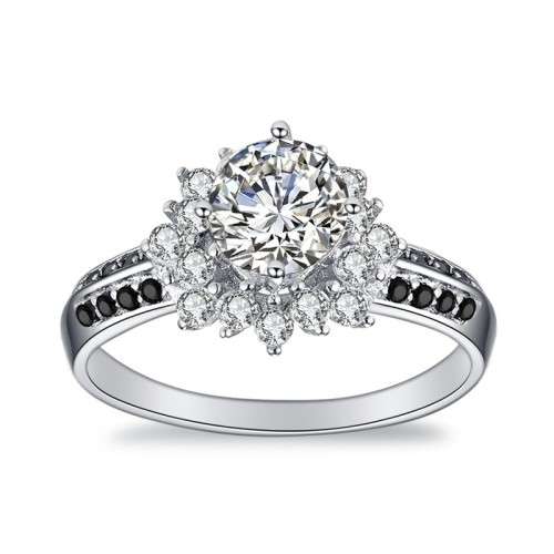 * 0.75 CT SOLID 925 STERLING SILVER CLUSTER RING*