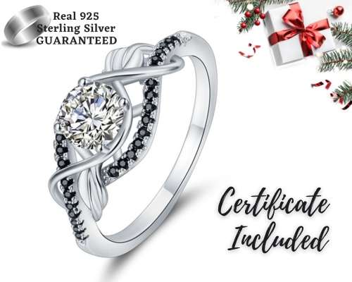 *SOLID 925 STERLING SILVER  1CT HALO LEAF RING *