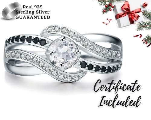 *2CT SOLID 925 STERLING SILVER SPIRAL RING *