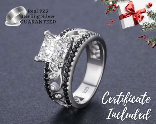 *1.25CT SOLID 925 STERLING SILVER  PRINCESS CUT RING*