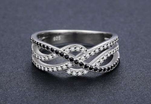 *SOLID 925 STERLING SILVER CROSS OVER RING *