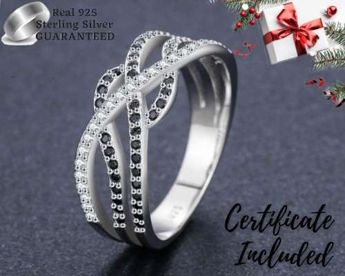 *SOLID 925 STERLING SILVER CROSS OVER RING *