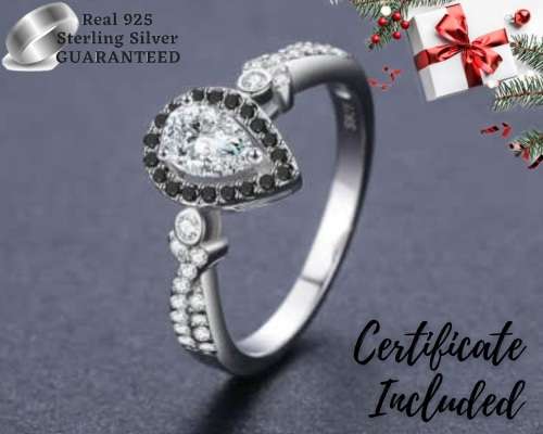 * 0.5 CT SOLID 925 STERLING SILVER TEAR DROP CUT RING*