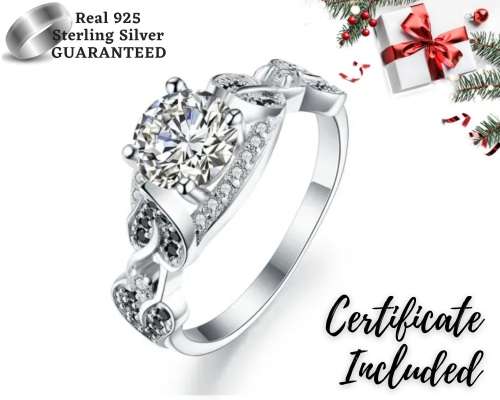 *1.25ct SOLID 925 STERLING SILVER MODERN LEAF RING *